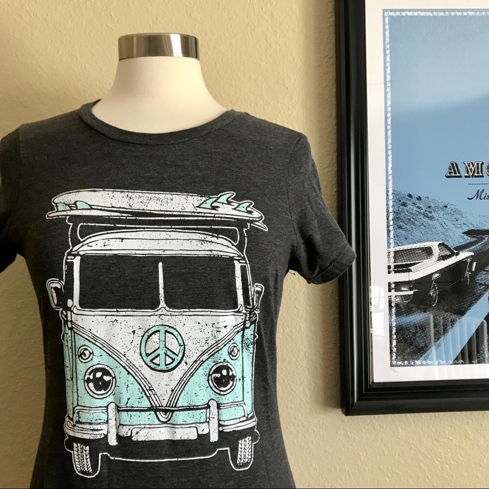 District Gray VW Van Hippie Boho T-Shirt Small *S2 - Picture 2 of 7
